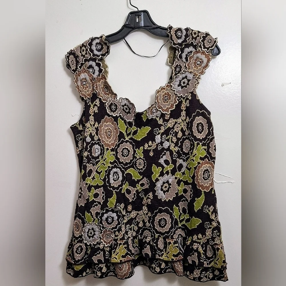 Vintage Anthropologie's Charles & Robin Embroided Floral Sleeveless Sweater - Picture 3 of 6